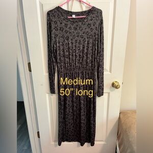 Old Navy Charcoal Animal Print Long Sleeve Dress